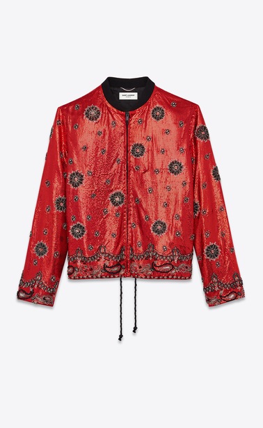 Mesh varsity jacket with bandana embroidery
